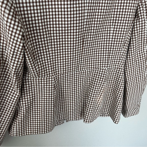 Theory Sculpture Grid Stretch Printed Zip Jacket Ivory Multi Tan Women’s 10 - Picture 13 of 15